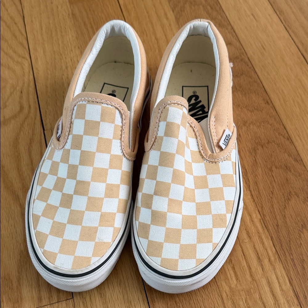 Vans Kids Slip-On Sneakers - Cream and White Checkerboard